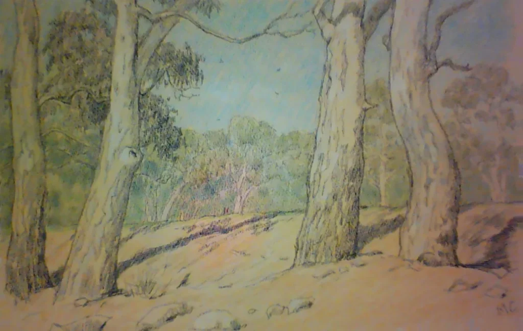 2022-03 - Margaret - Foxfield Oval, Athelstone - pastel, pencil